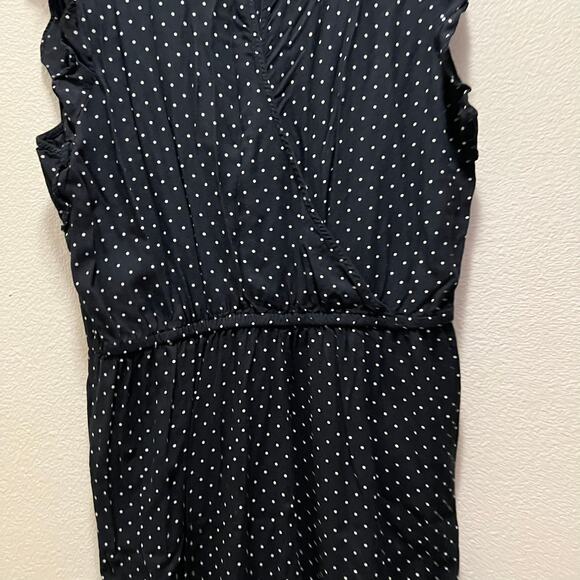 Old Navy Jumpsuit Black White Polka Dots Flutter Sleeveless Over All Sz XL - Picture 6 of 10